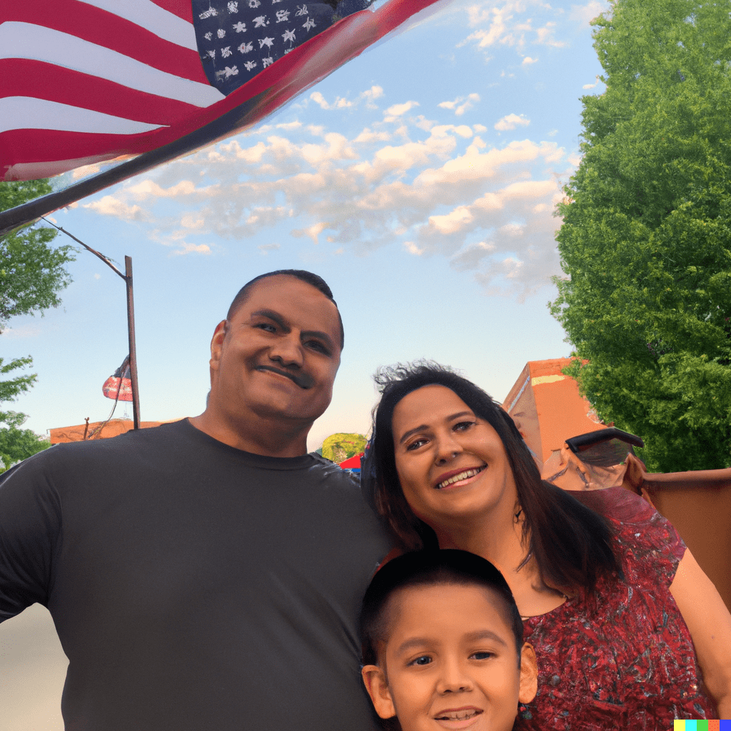 familia-hispana-con-bandera-de-usa