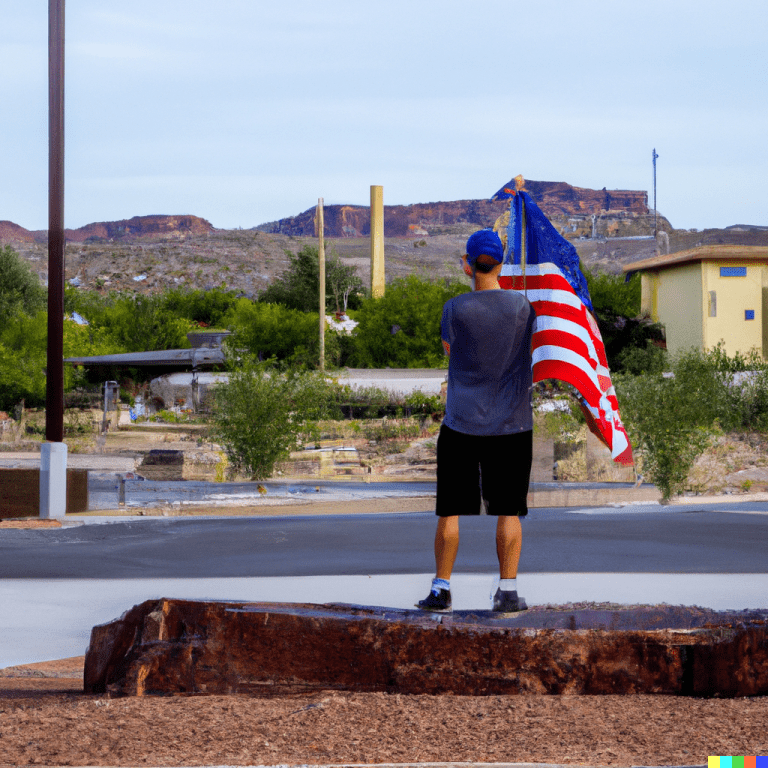 hombre-con-bandera-de-usa-en-mesa